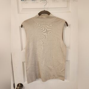 Chicos Sleeveless Womens Tan Size 2 Cowl Neck Sweater Silk Beige #L661